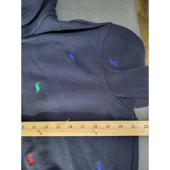 POLO RALPH LAUREN Girls LG Pullover Hoodie Navy Blue Multicolor Pony Logo Preppy - Picture 5 of 9